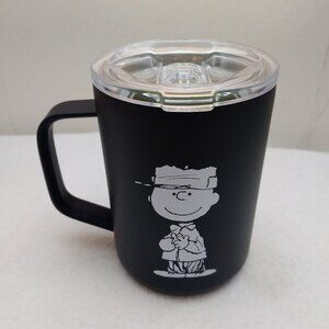 Corkcicle Peanuts 16oz Charlie Brown Mug Black Stainless Steel Non-Slip 3 hour